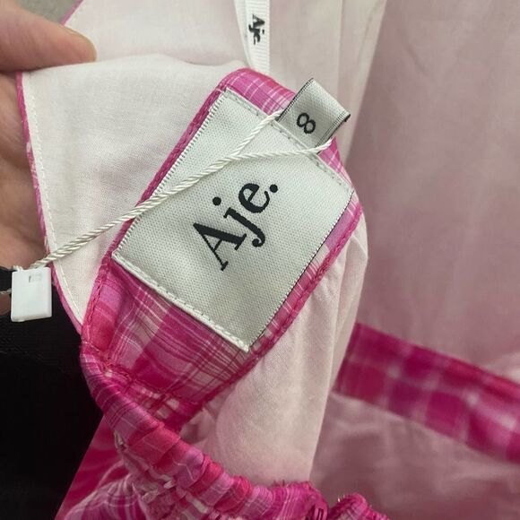 Aje Bungalow Sienna Halter Open Back Tiered Slit Maxi Dress Pink Size 8 Barbie - Picture 6 of 16